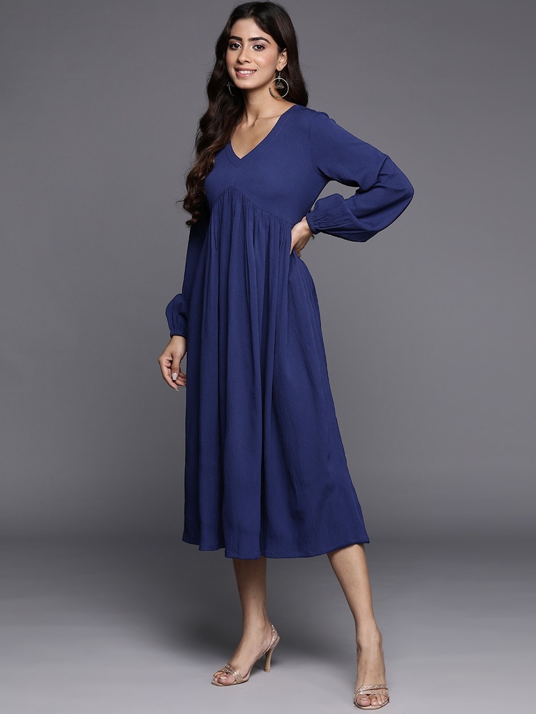 Crepe A-Line Midi Dress