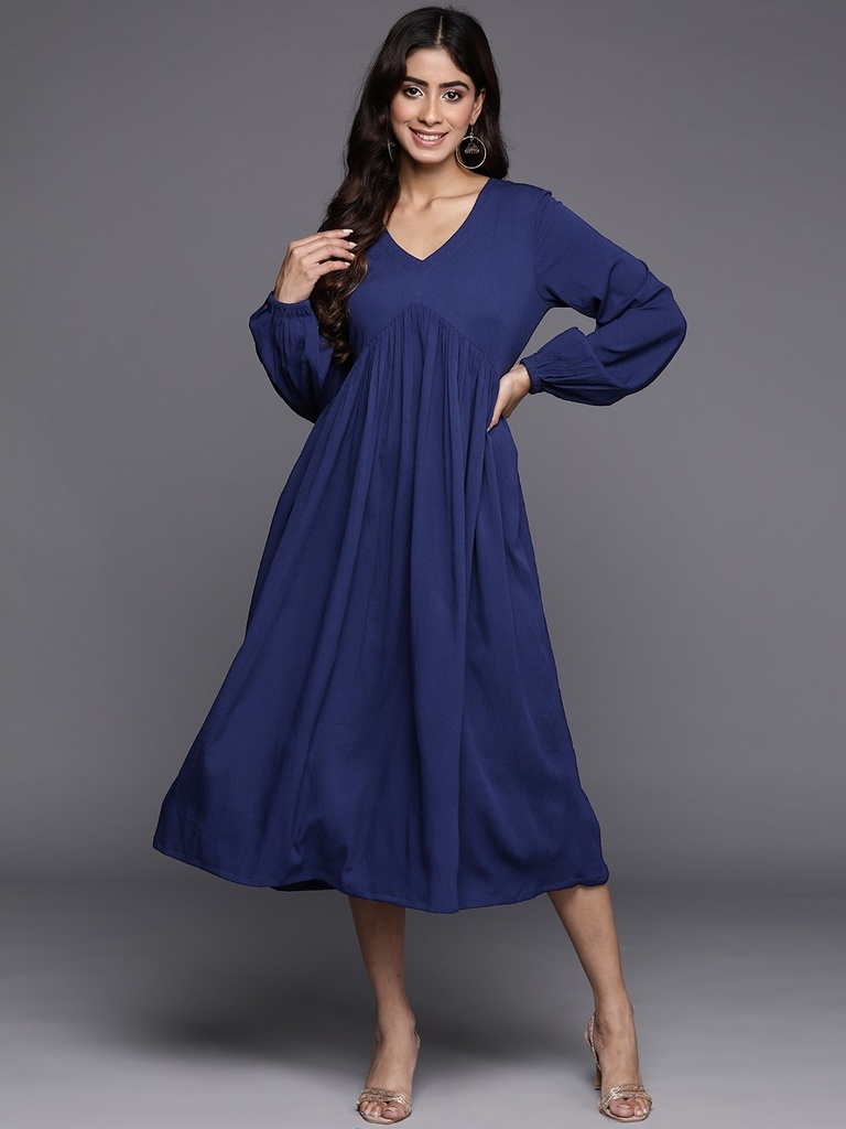 Crepe A-Line Midi Dress